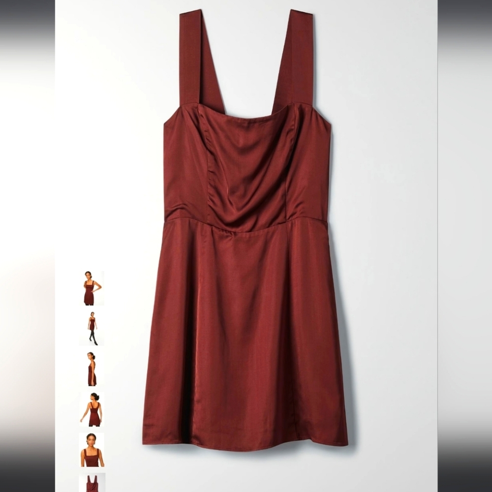 Aritzia Sunday Best tatiana satin maroon mini dress size4 - Picture 5 of 5